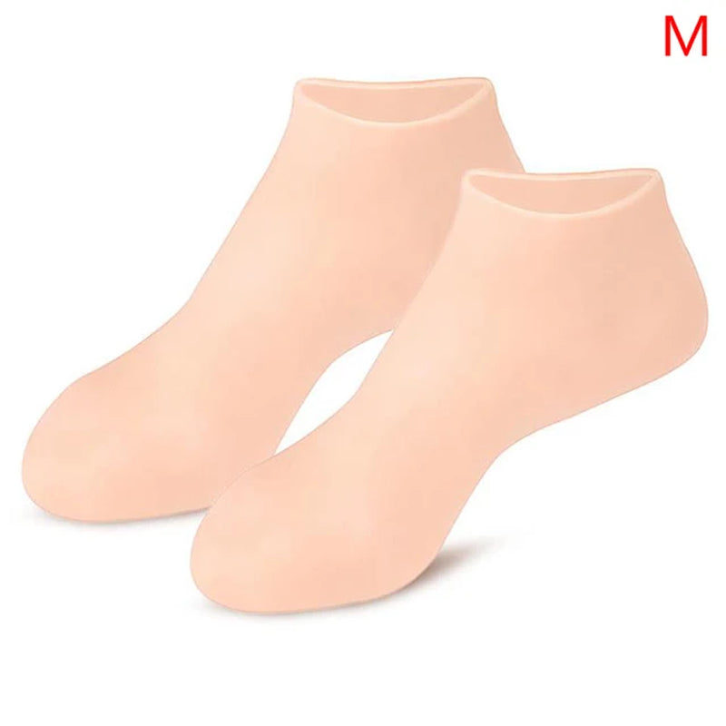 "Revitalize and Pamper Your Feet with Our Silicone Moisturizing Gel Heel Socks - Say Goodbye to Cracked Foot Skin and Cracking with This Spa-Like Feet Care Solution!"