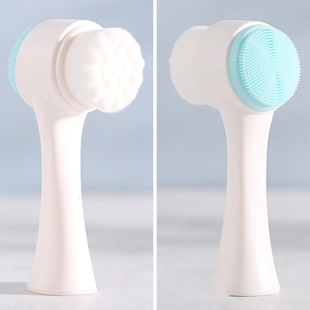 "Ultimate Facial Cleansing Brush: Dual-Sided Silicone Face Massager for Flawless Skin, Deep Pore Cleansing, Gentle Exfoliation, and Blackhead Removal"